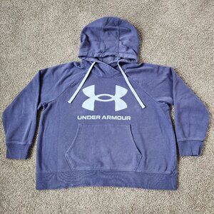 LIKE NEW Under Armour Hooded Sweatshirt Denim Blue W/ Light Blue Design Size 1X